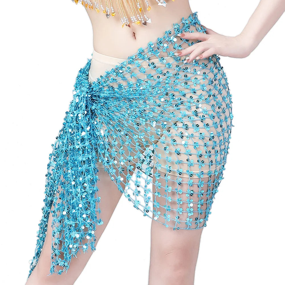 Shimmering Sequin Mesh Belly Dance Hip Scarf