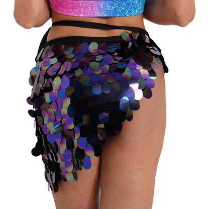 Women's Belly Dance Sequin Lace-up Hip Skirt