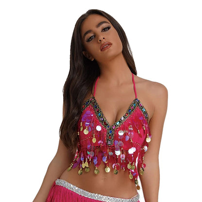 Adjustable Sequin Belly Dance Bra Top