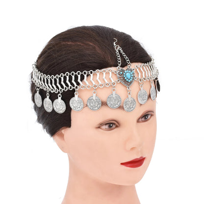 Vintage Coin Headband – Boho Gypsy Hair Jewelry with Tribal Charms