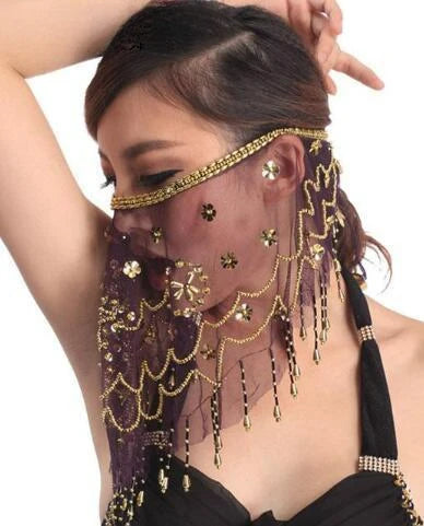 Indian Belly Dance Veil with Beads & Sequins