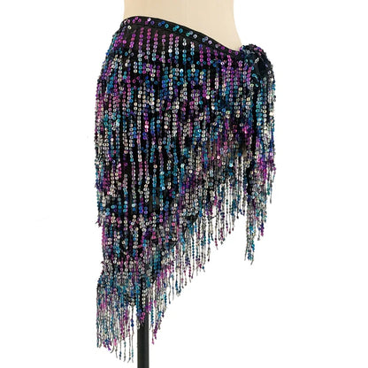 Belly Dance Hip Scarf – Triangle Mesh Diamond Hip Tassel Shawl