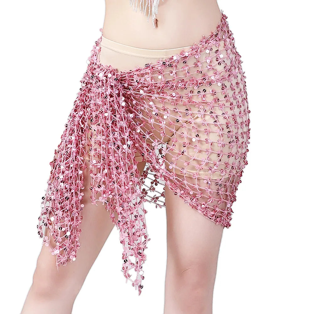 Shimmering Sequin Mesh Belly Dance Hip Scarf