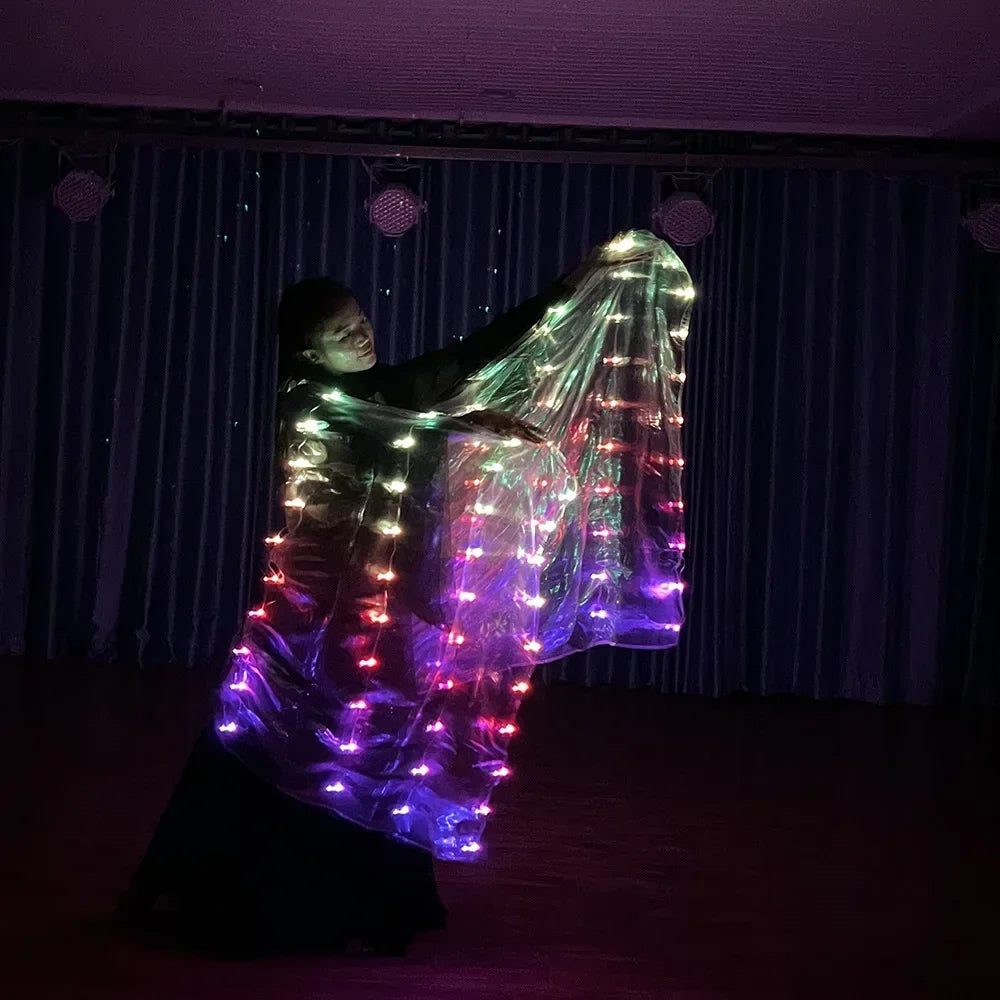 2M LED Light-Up Belly Dance Veil – Festival & Carnival Performance Accessory