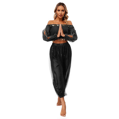 Belly Dance 2-Piece Set (Off-Shoulder Crop Top & Pants)