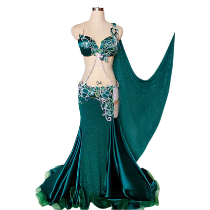 Custom-Fit Belly Dance Performance Suit (Bra, Skirt & Headdress)