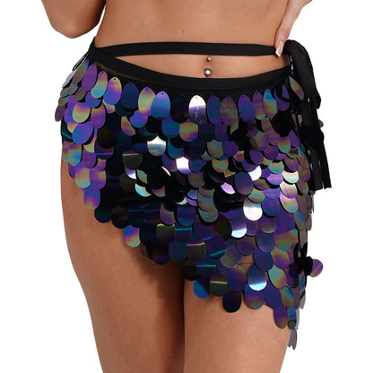 Women's Belly Dance Sequin Lace-up Hip Skirt