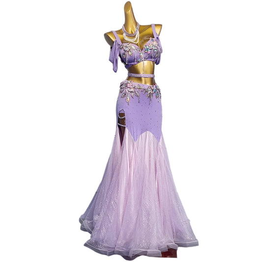 Mirror Tassel Bra & Split Skirt Belly Dance Costume