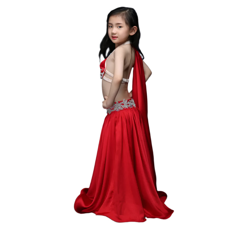 Custom Child Belly Dance Performance Costume (Bra & Long Skirt Set)