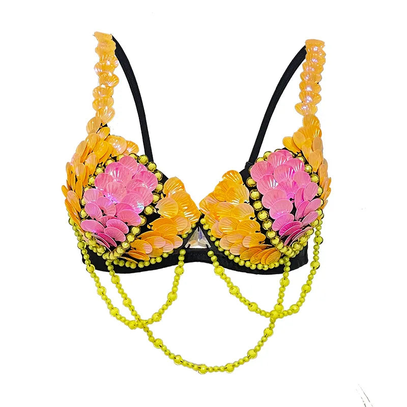 Sequined Tribal Belly Dance Bra