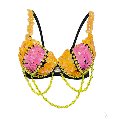 Sequined Tribal Belly Dance Bra