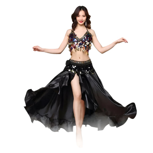 Stage-Ready Belly Dance Costume: Bra, Belt, Skirt Set - Choose Your Color!