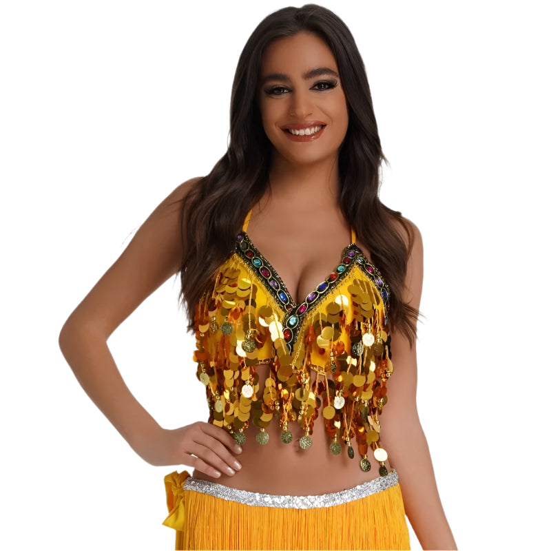 Adjustable Sequin Belly Dance Bra Top