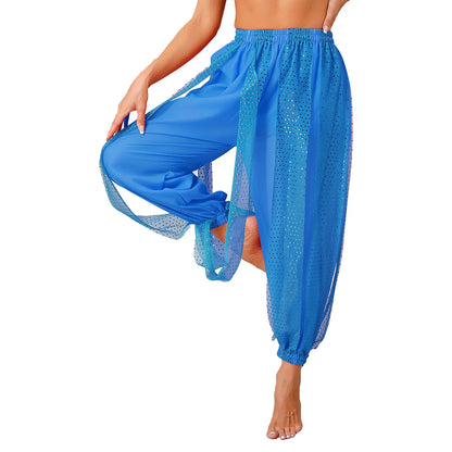 Sequin Split-Side Belly Dance Harem Pants – Built-in Shorts