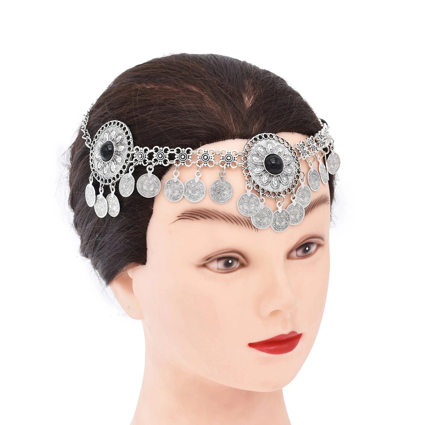 Vintage Coin Headband – Boho Gypsy Hair Jewelry with Tribal Charms