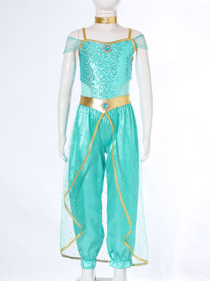 Arabian Princess Belly Dance Costume, Carnival Romper with Choker