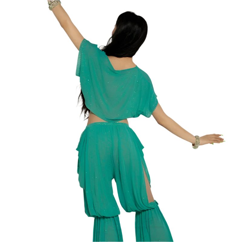 Belly Dance Practice Clothes Set – Short Sleeves Top & Trousers (2pcs)