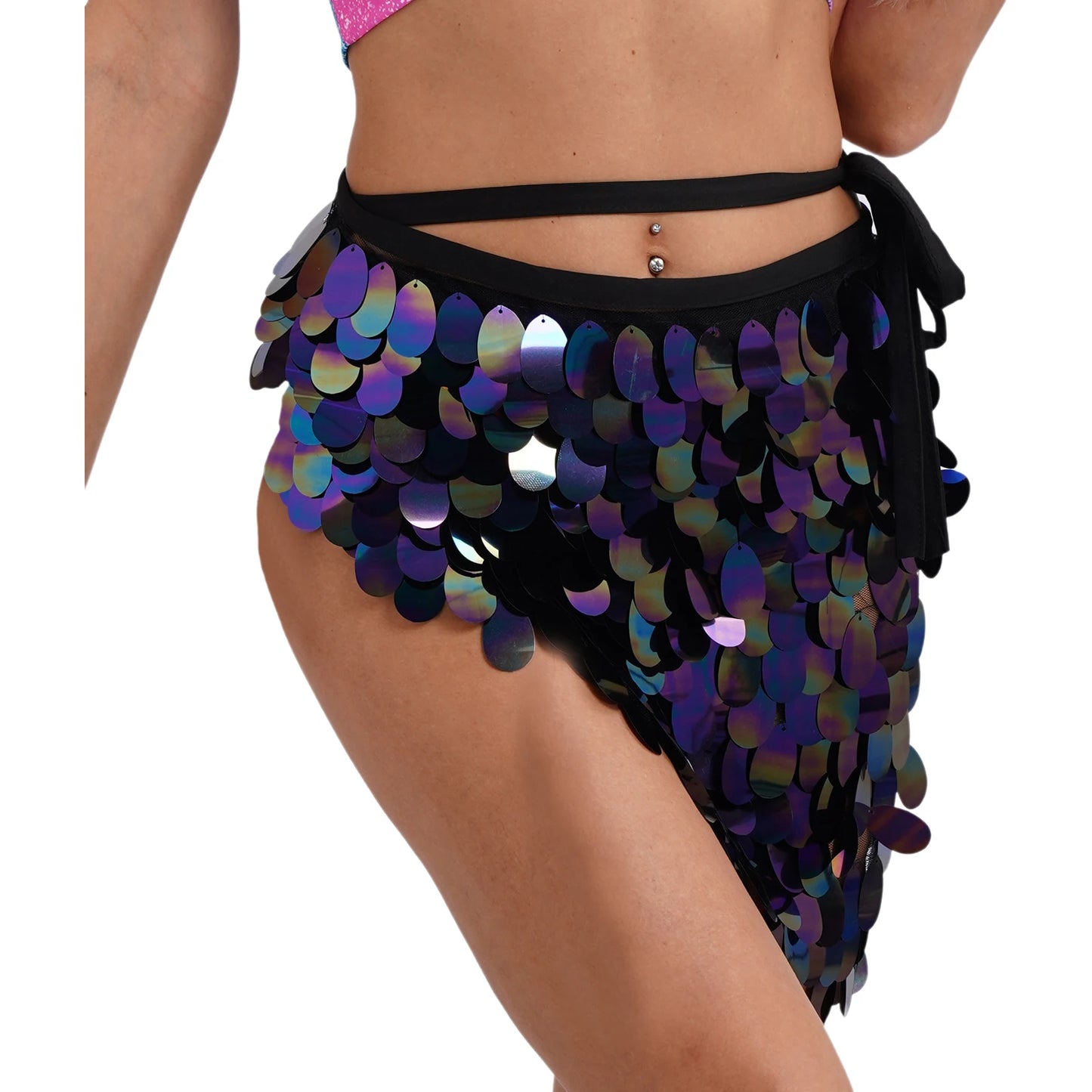 Women's Belly Dance Sequin Lace-up Hip Skirt