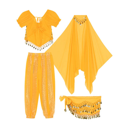 Belly Dance Costume Set – Coin Tassel Top, Harem Pants & Accessories