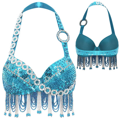 Belly Dance Sequin & Beaded Tassel Bra