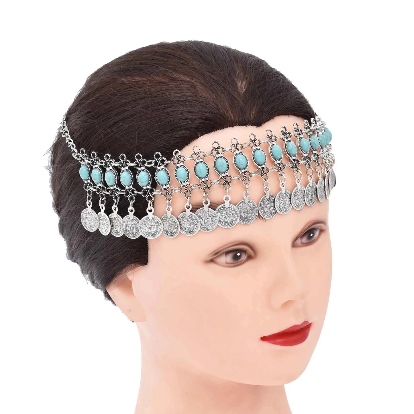 Vintage Coin Headband – Boho Gypsy Hair Jewelry with Tribal Charms