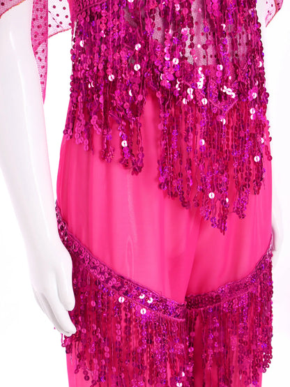 3-Piece Girls' Sequin Belly Dance Costume – Halter Top, Pants & Headscarf