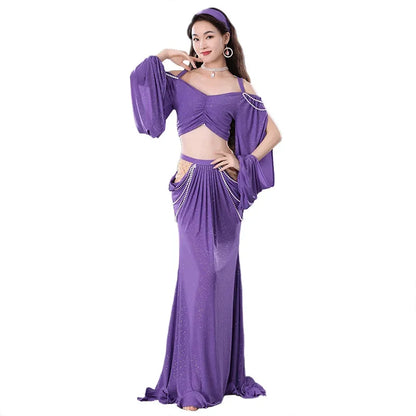 2 Pcs Women's Belly Dance Suit: Top & Skirt