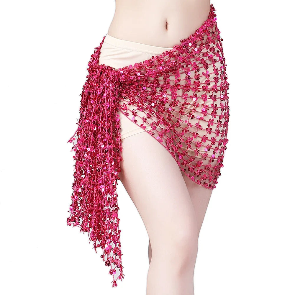 Shimmering Sequin Mesh Belly Dance Hip Scarf