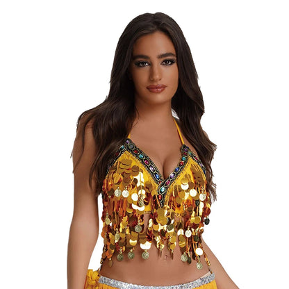 Adjustable Sequin Belly Dance Bra Top