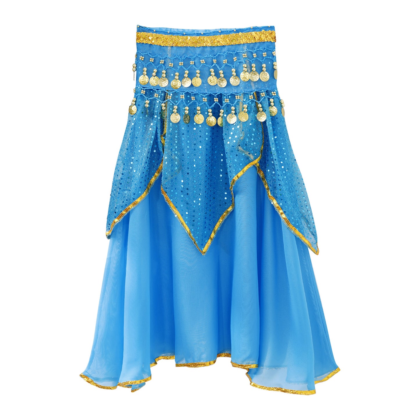 Girls Sequined Belly Dance Skirt with Beads & Coins