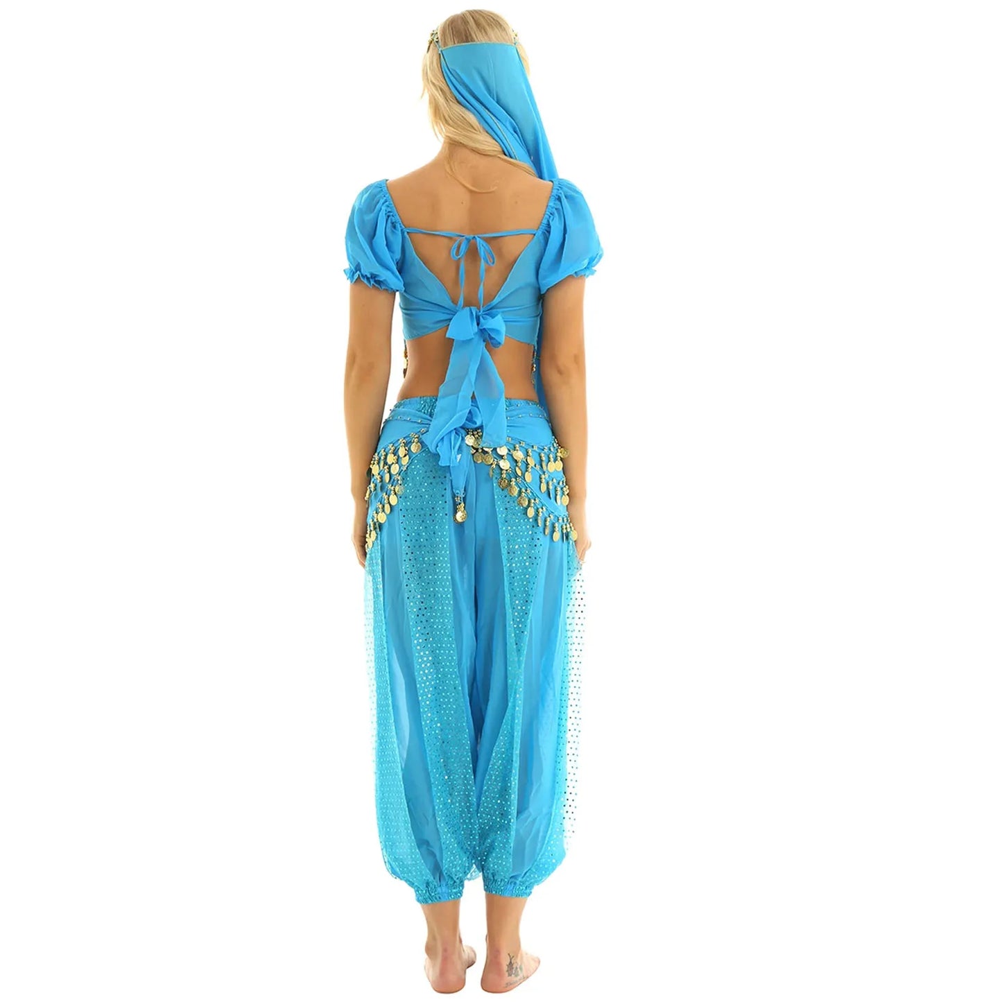 Belly Dance Costume Set – Coin Tassel Top, Harem Pants & Accessories