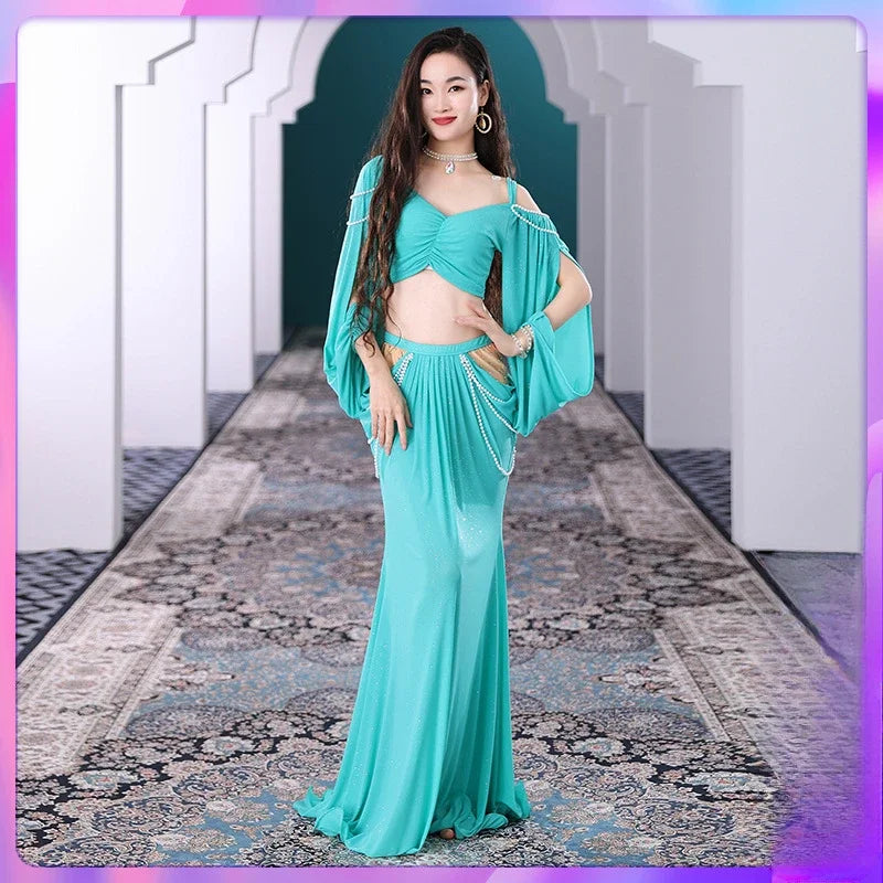 2 Pcs Women's Belly Dance Suit: Top & Skirt