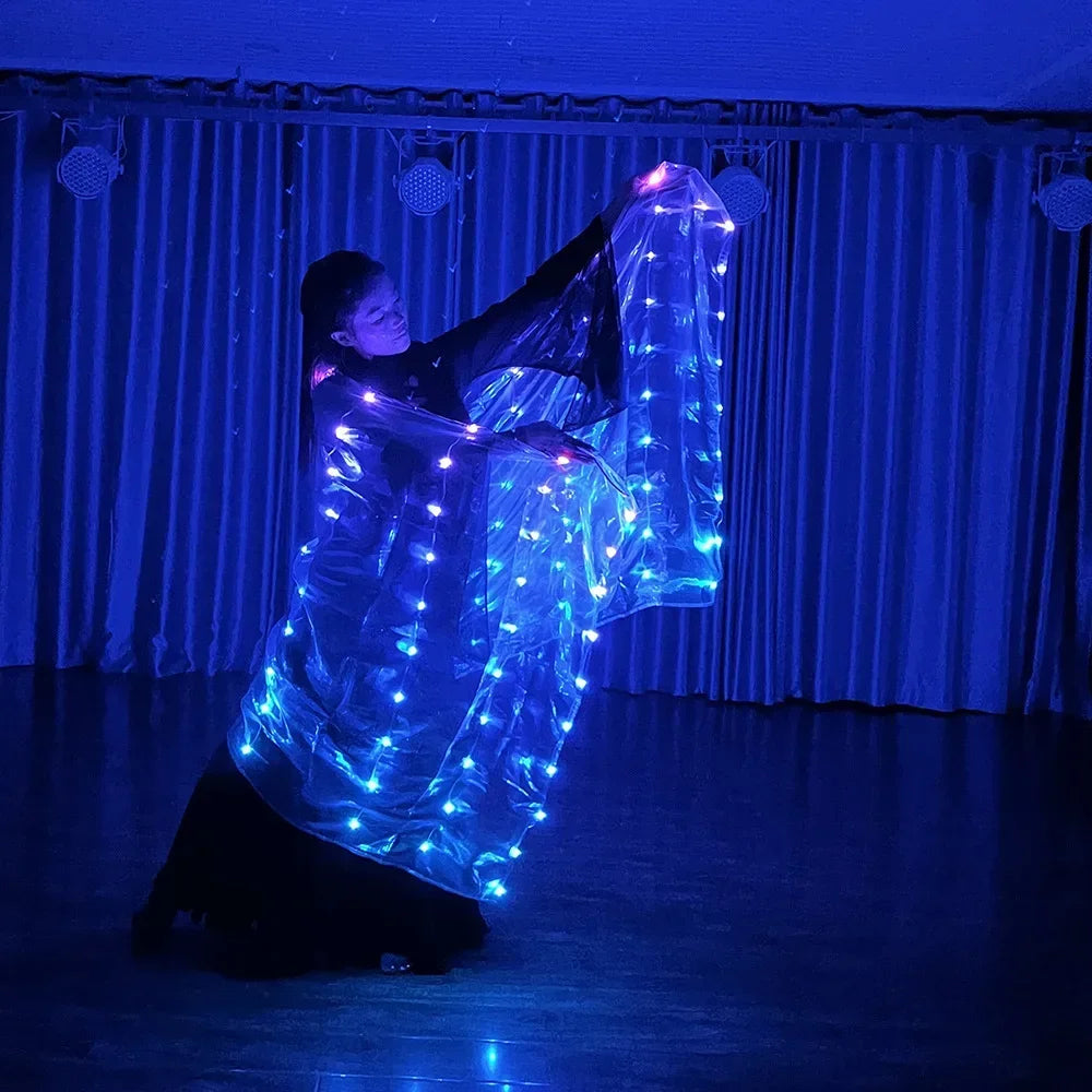 2M LED Light-Up Belly Dance Veil – Festival & Carnival Performance Accessory