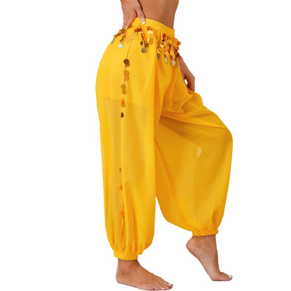 Sequin Split-Side Belly Dance Harem Pants – Built-in Shorts