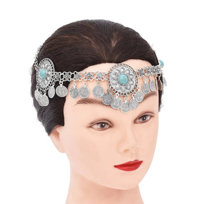 Vintage Coin Headband – Boho Gypsy Hair Jewelry with Tribal Charms