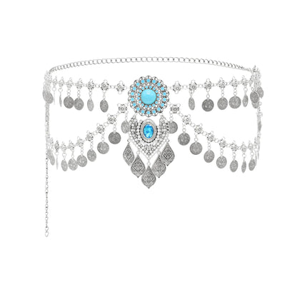 Bohemian Coin Tassels Faux Turquoise Belly Chain