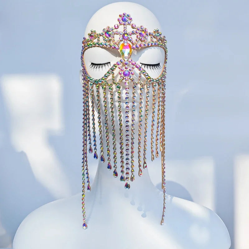 Crystal Rhinestone Belly Dance Face Mask