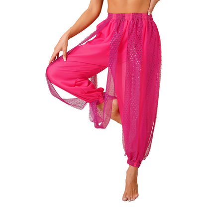 Sequin Split-Side Belly Dance Harem Pants – Built-in Shorts