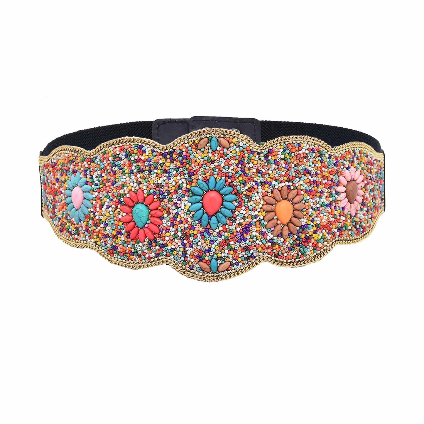 Gypsy Tribal Ethnic Elastic Corset Belt - Bohemian Embroidered Waist Belt