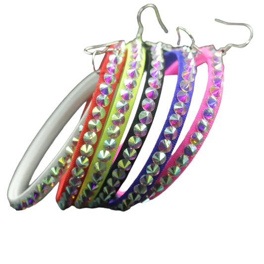 Colorful Rhinestone Hoop Earrings – Sparkle as You Twirl! 🌈✨