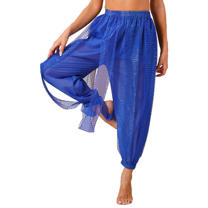 Sequin Split-Side Belly Dance Harem Pants – Built-in Shorts