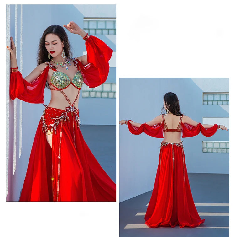 Crimson Mirage: Professional Egyptian Belly Dance Costume