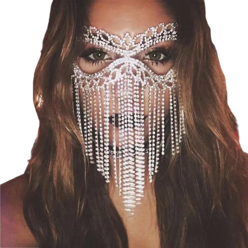 Vintage Gold Chain Tassel Masquerade Mask