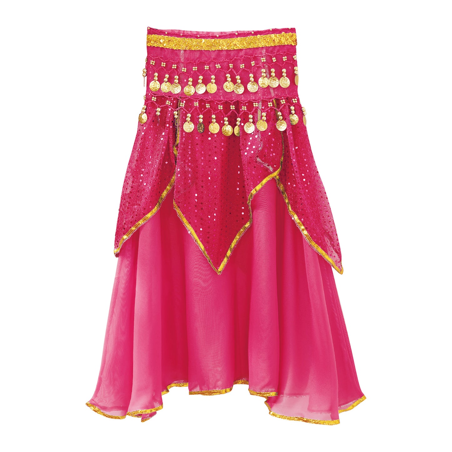 Girls Sequined Belly Dance Skirt with Beads & Coins