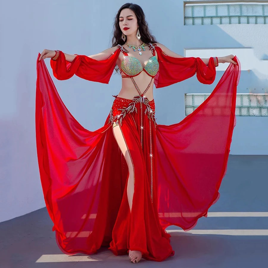 Crimson Mirage: Professional Egyptian Belly Dance Costume