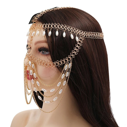 Vintage Gold Chain Tassel Masquerade Mask