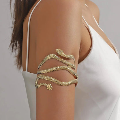 Snake Upper Arm Cuff Bracelet – Adjustable Open Cuff