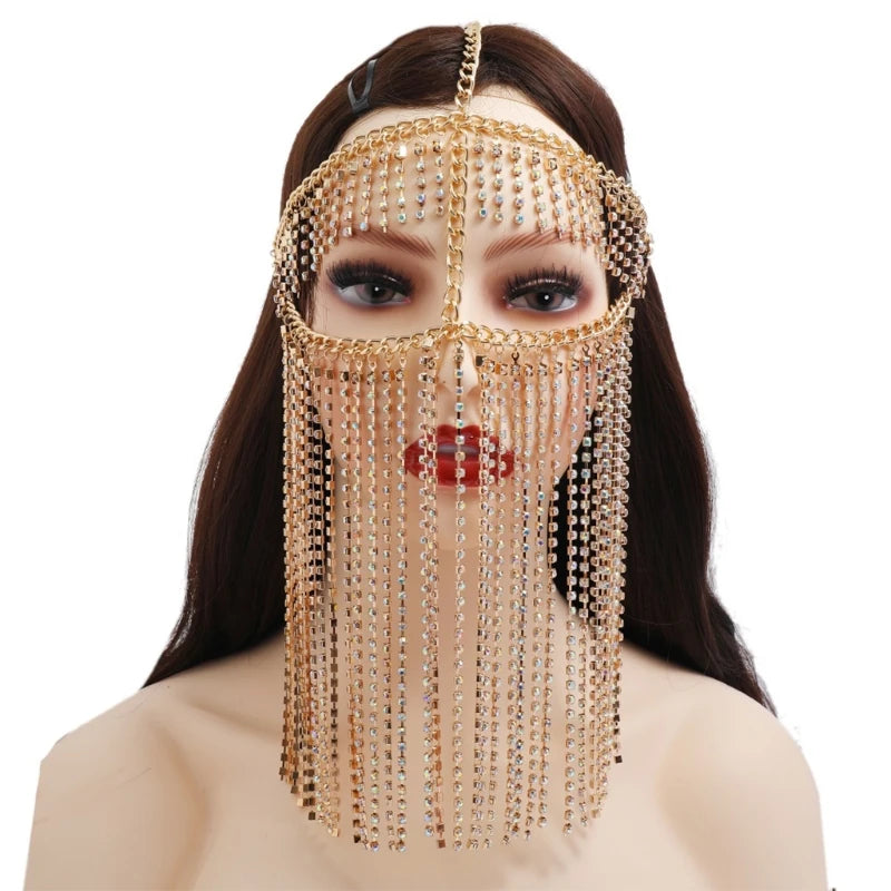 Vintage Gold Chain Tassel Masquerade Mask