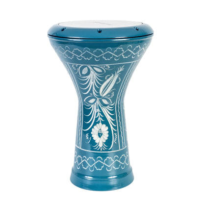 Turquoise Engraved Darbuka – Handmade Turkish Doumbek Drum