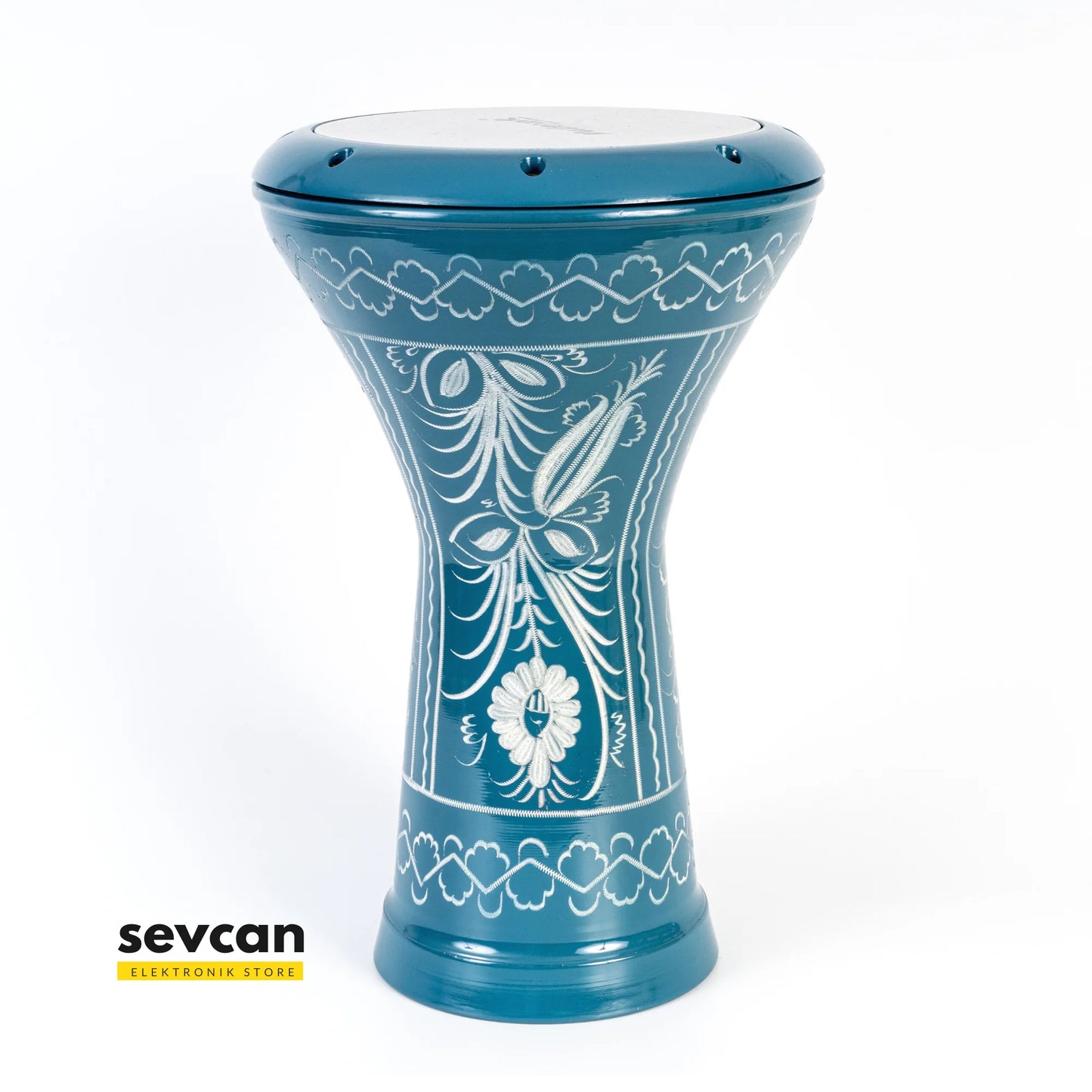 Turquoise Engraved Darbuka – Handmade Turkish Doumbek Drum